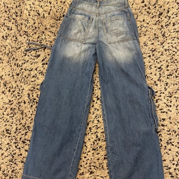 Wild Fable Baggy Cargo Jeans 00R Pockets, Skater, Wide Leg, soft, Teens - Picture 14 of 16